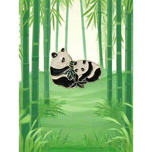 Vintage Panda Bears Enamel Brooch Pin Made in China